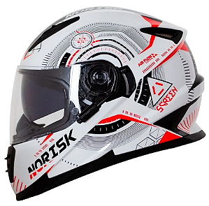 CAPACETE NORISK FF302 SCREEN WHT/BLK/RED 60/L