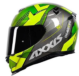 CAPACETE AXXIS EAGLE DIAGON GLOSS GREEN/GREY/YELLOW 58/M