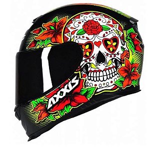 CAPACETE AXXIS EAGLE SKULL GLOSS BLACK/YELLOW 60/L