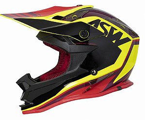 CAPACETE ASW FUSION BLAST PRETO AMARELO VERMELHO 62 EAN :1010125556671
