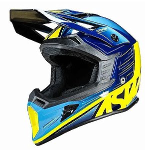 CAPACETE ASW CORE RUSH AZUL AMARELO 56 EAN :1010124110546