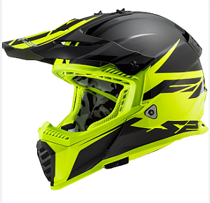 CAPACETE LS2 MX 437 FAST ROAR MATTE BLK/HI-VIS YLW 58/M