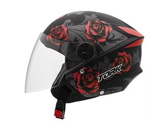 CAPACETE TORK NEW LIBERTY THREE FLOWERS VM/PT FOSCO 58