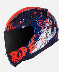 CAPACETE LS2 RAPID FF353 NAUGHTY MATTE BLU/FLUO ORG 60/L