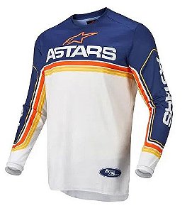 CAMISA ALPINESTARS FLUID SPEED 22 AZUL ESCURO BRANCO LARANJA M  EAN  8059175903717