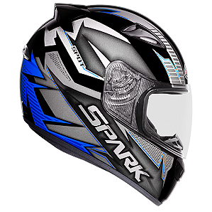 CAPACETE EBF NEW SPARK SPOT PT/AZUL 60
