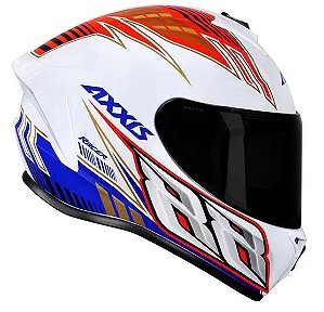 CAPACETE AXXIS DRAKEN RACER GLOSS WHITE/RED/BLUE 60/L