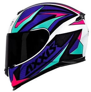 CAPACETE AXXIS EAGLE POWER GLOSS WHITE/PURPLE/TIFANY 58/M