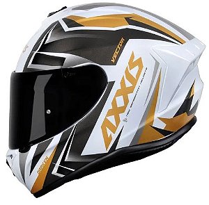 CAPACETE AXXIS DRAKEN VECTOR GLOSS WHITE/GOLD 60/L