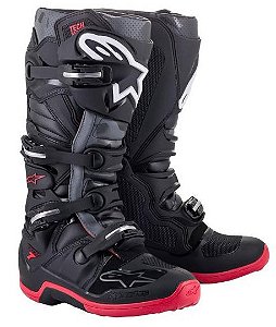 BOTA ALPINESTARS TECH 7 PRETO CINZA VERMELHO 08  EAN  8059175883378