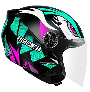 CAPACETE EBF SPARK JET DRAGON PTO FOSCO/VERDE 56