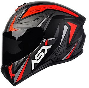 CAPACETE ASX DRAKEN VECTOR FOSCO PRETO/CINZA/VERMELHO 60/L