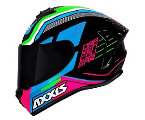 CAPACETE AXXIS DRAKEN COUGAR GLOSS BLACK/BLUE/PINK 58/M