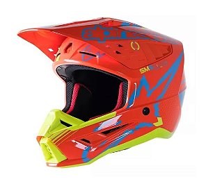 CAPACETE ALPINESTARS SM5 ACTION ORANGE FLUO CYAN YELLOW FLUO 60  EAN  8059347047591