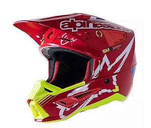 CAPACETE ALPINESTARS SM5 ACTION BRIGHT RED WHITE YELLOW FLUO 58  EAN  8059347047522