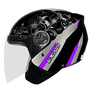 CAPACETE EBF SPARK JET FLORAL PTO/LI 56
