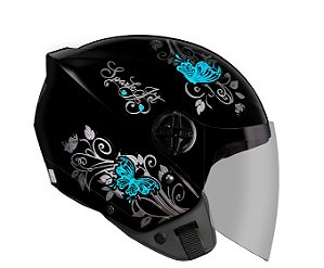 CAPACETE EBF SPARK JET FLORAL PTO/VD 58