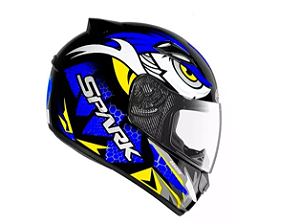 CAPACETE EBF SPARK DRAGON PTF/AZUL 58