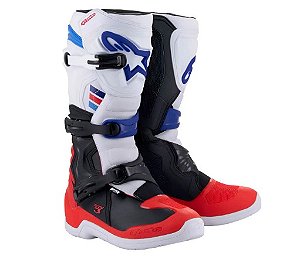 BOTA ALPINESTARS TECH 3 BRANCO VERMELHO AZUL ESCURO 10 EAN 8059347051499