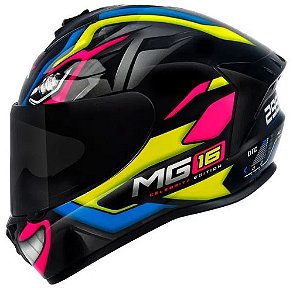 CAPACETE ASX DRAKEN MARIANNY BRILHO PRETO/AMARELO/AZUL 56/S