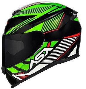 CAPACETE ASX EAGLE HUNTER BRILHO PRETO/BRANCO/VERDE 58/M