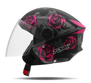 CAPACETE TORK NEW LIBERTY THREE FLOWERS FOSCO ROSA 60
