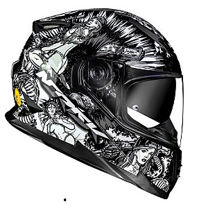 CAPACETE NORISK FF302 HOT GIRL BLK/WHITE 58/M