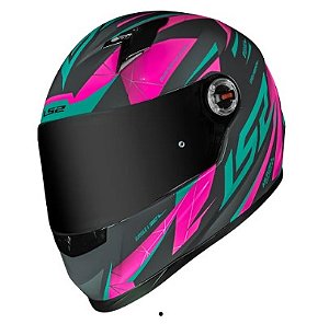 CAPACETE LS2 FF358 DRAZE GREY/GREEN/PINK 62/XL
