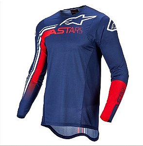 CAMISA ALPINESTARS SUPERTECH BLAZE 22 AZUL ESCURO VERMELHO BRANCO XL  EAN  8059175902468
