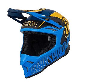 CAPACETE ASW FUSION 2.0 DASH MARINHO AZUL AMARELO 62  EAN  7908377148468