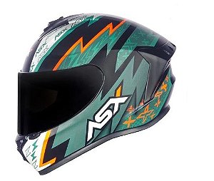 CAPACETE ASX DRAKEN THUNDER FOSCO PRETO/VERDE/LARANJA 60/L
