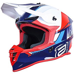 CAPACETE ASW R3 EVADE AZUL VERMELHO BRANCO 58  EAN  7908377166622