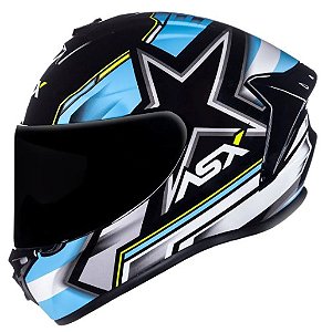 CAPACETE ASX DRAKEN PILOT BRILHO PRETO/AZUL/AMARELO 56/S