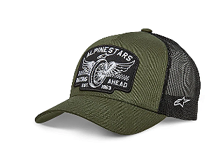 BONE ALPINESTARS HERITAGE PATCH TRUCKER VERDE MILITAR PRETO EAN 8059347337760