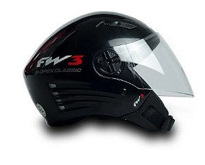 CAPACETE FW3 X OPEN CLASSIC PRETO BRILHANTE 56
