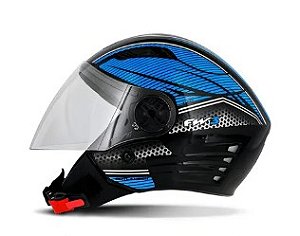 CAPACETE FW3 OPEN PRETO AZUL 58