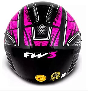 CAPACETE FW3 X OPEN PRETO ROSA 58
