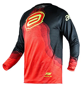 CAMISA ASW VENTED DIFFUSE PRETO VERMELHO AMARELO FLUO M  EAN  7908377185616
