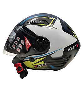 CAPACETE FW3 X OPEN UP STAR AZUL COM AMARELO 60