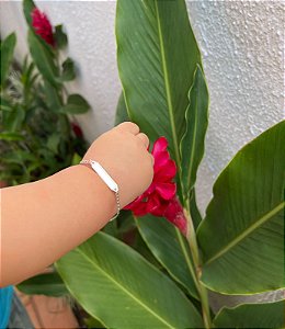 Pulseira de prata infantil placa pequena