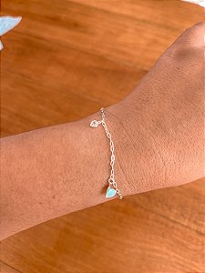 Pulseira 2 corações de zircônia e 1 coração de prata