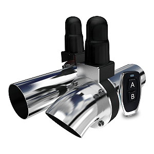 DIFUSOR DUPLO MODELO SLIM PARA MOTOS OU CARROS COM MOTORES V8 - COM DOIS ESCAPAMENTOS - INOX 304 -1,1/2, OU 2 POLEGADAS - ACIONAMENTO POR CONTROLE REMOTO E BOTÃO