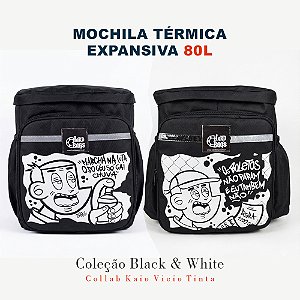 MOCHILA TÉRMICA EXPANSIVA 80L - EDIÇÃO BLACK & WHITE - KAIO VICIO TINTA
