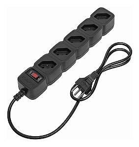 Protetor Eletrônico Com 5 Tomadas Pt Cor Preto