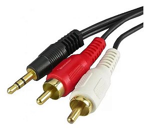 Cabo Áudio P2 Rca Vídeo Tv Lcd Tubo Dvd 3 Metros - Unidade