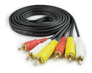 Cabo Audio/video Av, Rca 1,5m Macho Video Dvd Tv Lcd Led Sky