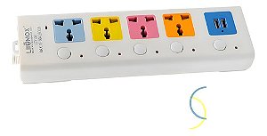 Extensão Elétrica Tomada 4 Entradas 2 Usb Régua Universal Cor Colorida