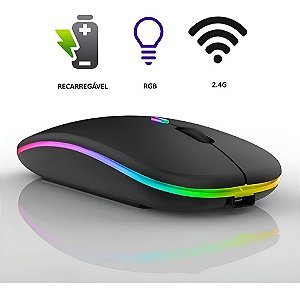 Mouse Sem Fio B-max Recarregável 2.4 Ghz Rgb Bluetooth Cor Preto