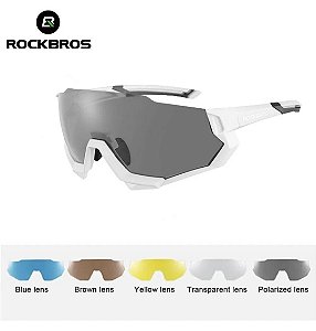 Óculos Mtb Speed Ciclismo Rockbros Uv400 5 Lentes +clip Grau