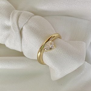 Anel Gota de Luz - Pedra Zircônia Banhado a Ouro 18k